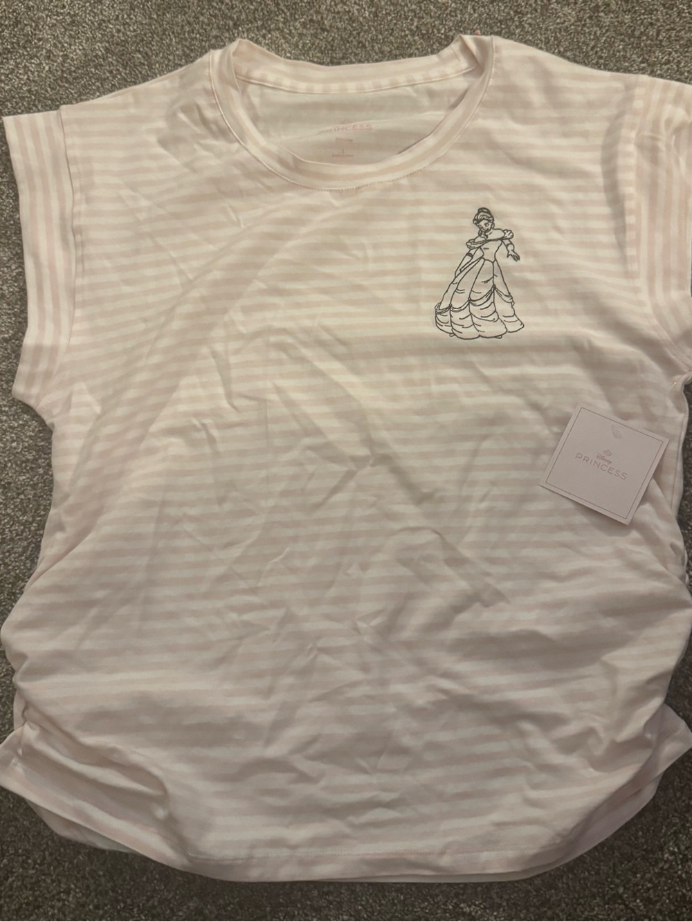 Disney Cinderella Women's Shirt Size L Pink/White Short Sleeve NWT